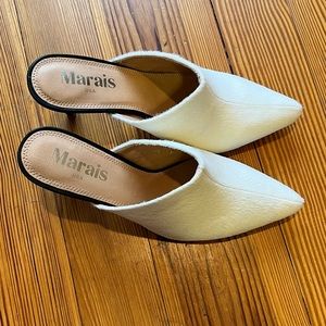 NEW IN BOX Marias White Pointy Mule Shoes Sz 8